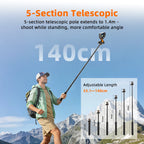 Flymile Magnetic Tripod Selfie Stick for DJI Osmo Action 6, Quick Release Base, 140cm