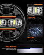 Motorcycle 5.75 Inch LED Headlight Projector Angel Eyes H4 5 3/4" Headlamp DRL Turn Signal For Harley Sportster Dyna Iron 883