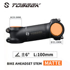 TOSEEK Bicycle Handlebar Stem 28.6-31.8mm Aluminum + Carbon Stem Angle6 17 Mtb Handlebar Stem MTB Stem Spare Parts For Bicycle