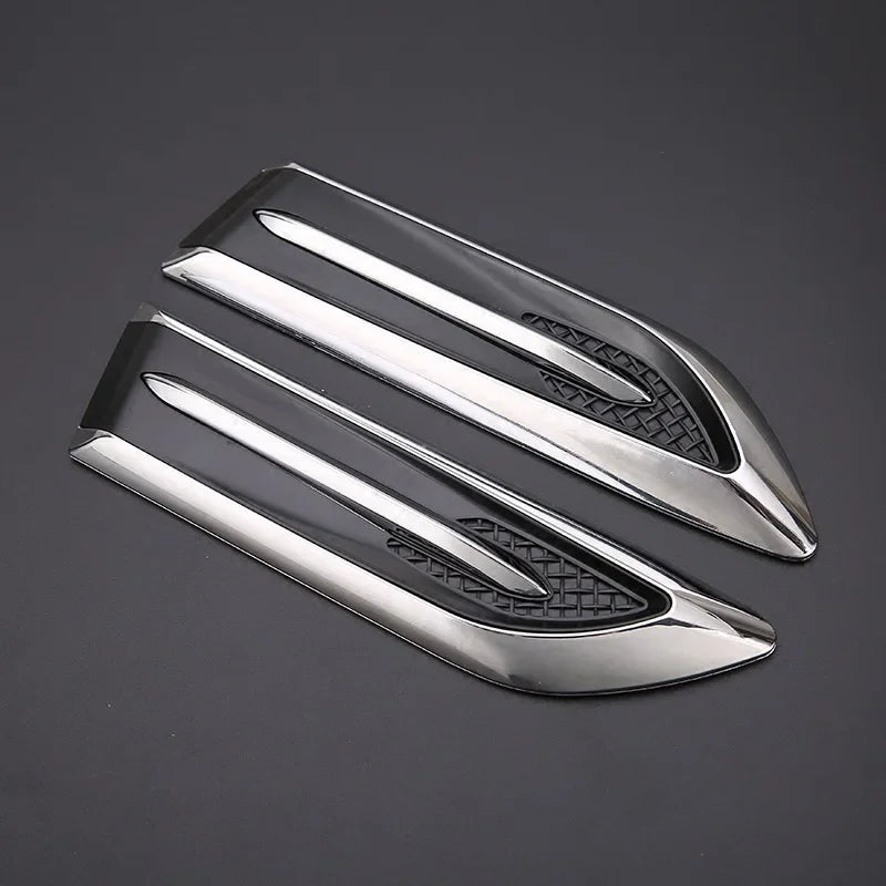 Car Fender Side Vent Sticker Electroplated Mesh Blade Trim Decoration, Style A/B