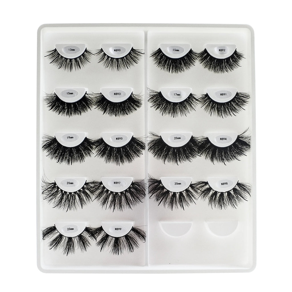 Free Shipping 10Pairs/Pack Fluffy Wispy Natural Strip Lashes With Spikes Wholesale in Bulk Faux Mink Lashes Supplies