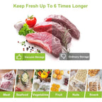 2 Roll Vacuum Packaging Sealer Bags for Food Fresh Long Keeping, 20/28 X 500cm Food Preservation and Vacuum Cooking Embossed Bag