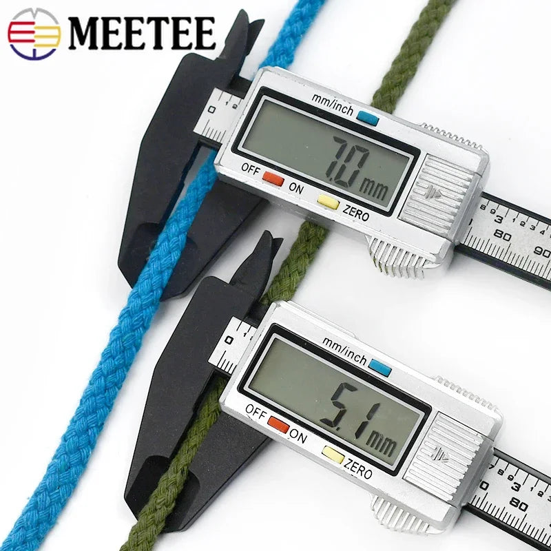 10M 5/7mm Cotton Cord for Sewing Twisted Rope Bag Strap Weave Cords Woven String Home Textile Decoration Ropes Craft Accessories