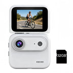 4K HD Thumb Action Camera with Flip Screen, 32GB, Wide-Angle, Anti-Shake, USB Charging