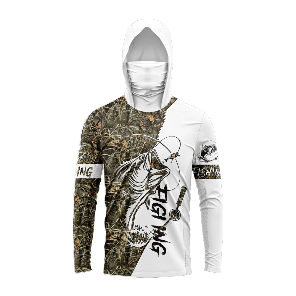 MALFC Men's Hooded Long Sleeve Fishing Shirt UV Protection Sun Hoodie S-XXXL