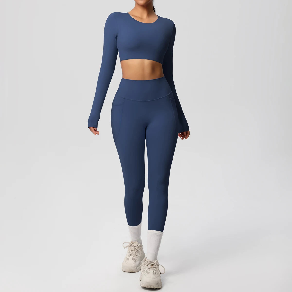 Hamidou Women's 2pc Yoga Set with Built-In Bra Top & Pocket Leggings, S-XL