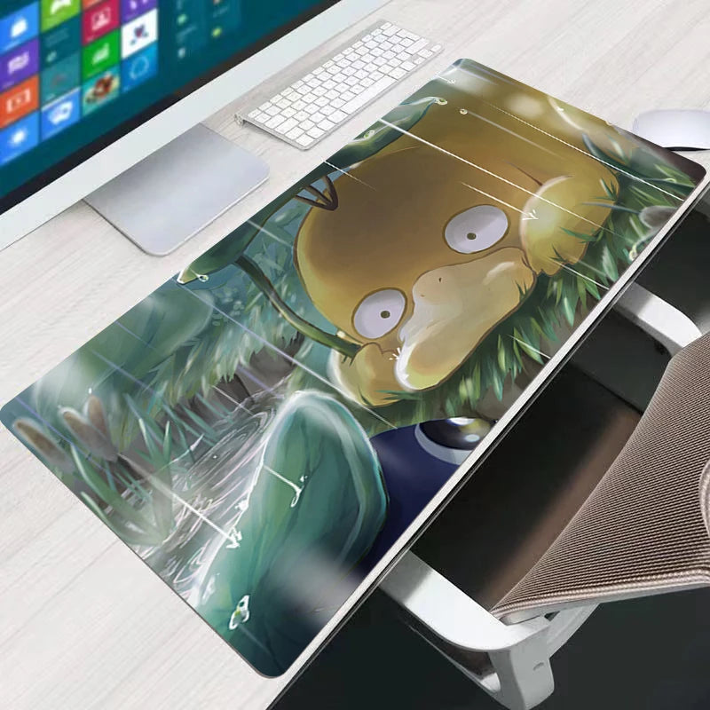 Mouse Pad Edge White P-Pokemons Psyduck Gamers Decoracion Desk Mat Mousepad Laptop Gaming Accessories Varmilo Keyboard Carpet