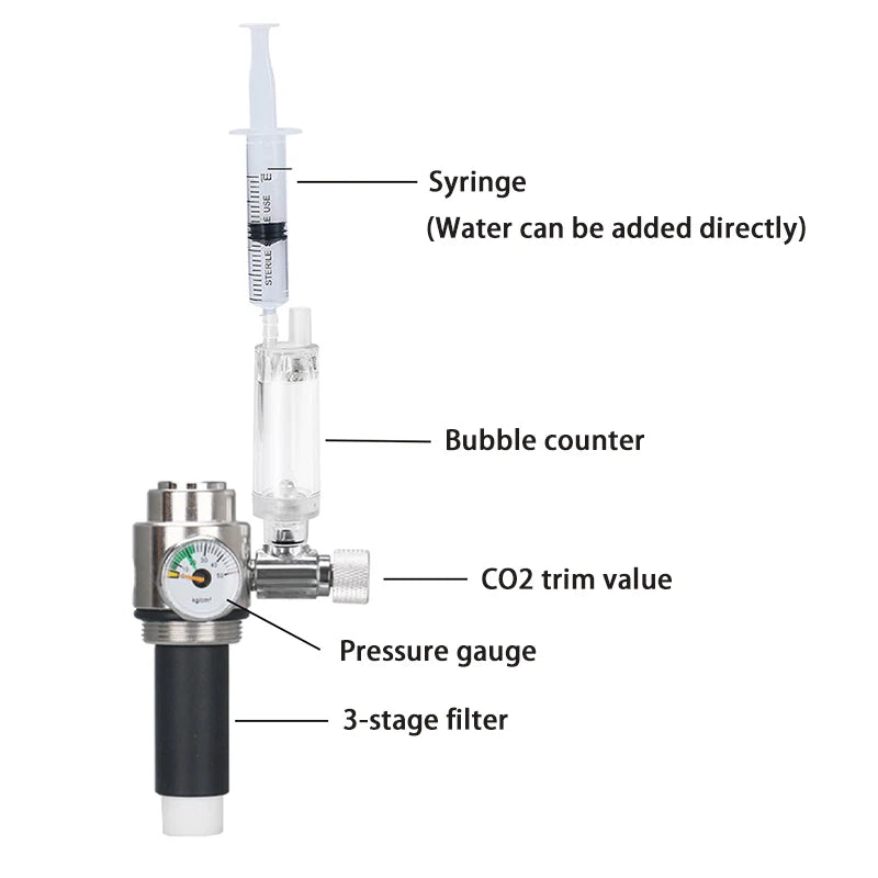 Aquarium CO2 Generator System Stainless Steel Water Injection w/ Bubble Meter 1L/2L