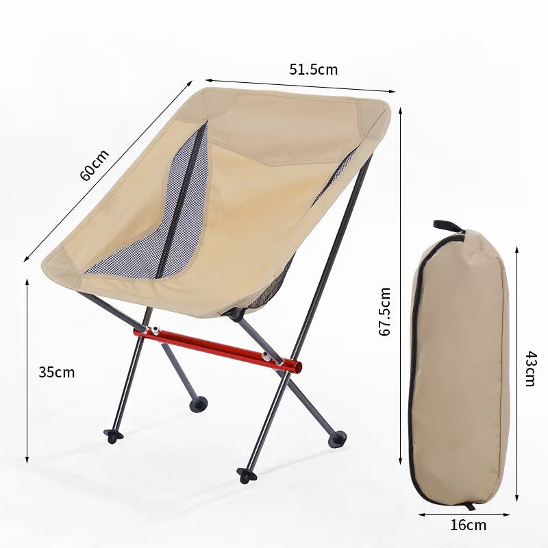 Portable Folding Camping Chair Full-Aluminum Frame Compact with Carry Bag Outdoor Hiking Fishing Backpacking