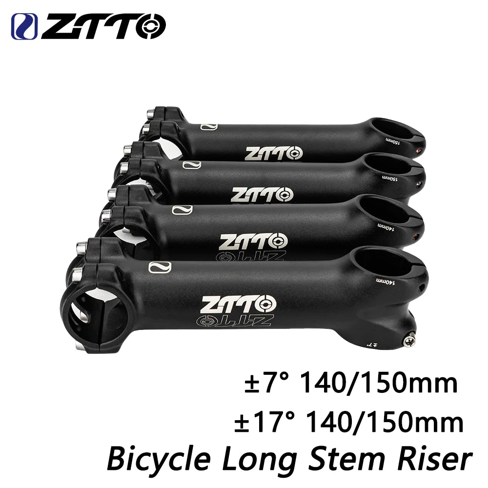 ZTTO Long Stem 7/17 Degree Bicycle Handlebar Stem Riser 31.8mm Bike Table 140/150mm Road MTB Power Steering Wheel Extension Part