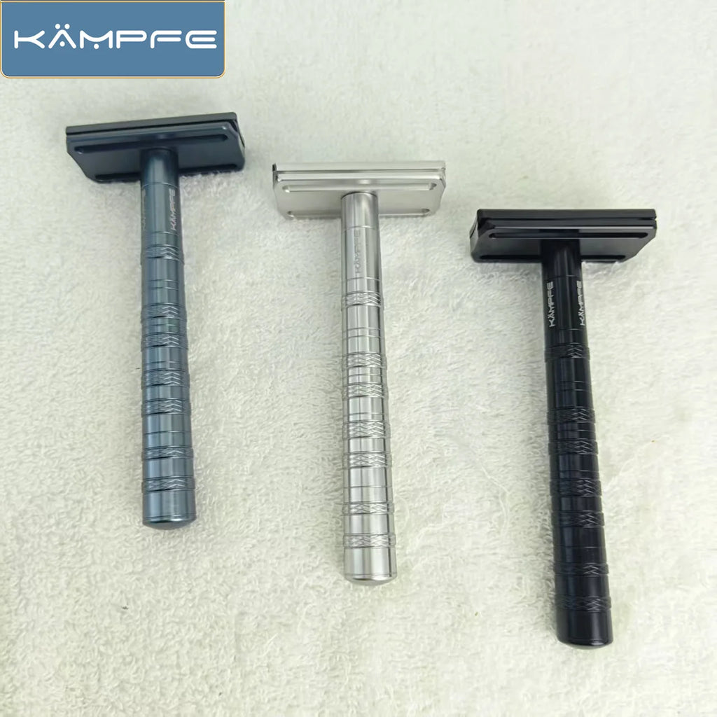 KAMPFE Aluminum Classic Double Edge Safety Razor 5 blades Shaver Traditional wet shave men's gift