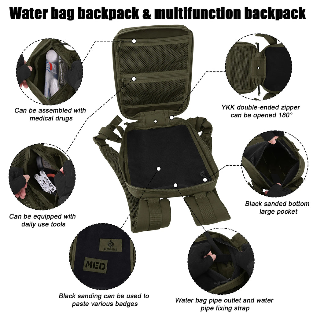 KRYDEX 500D Tactical 50 oz Hydration Backpack Modular 1.5L Water Bladder Bag Pack Hunting Outdoor Hiking Accessories