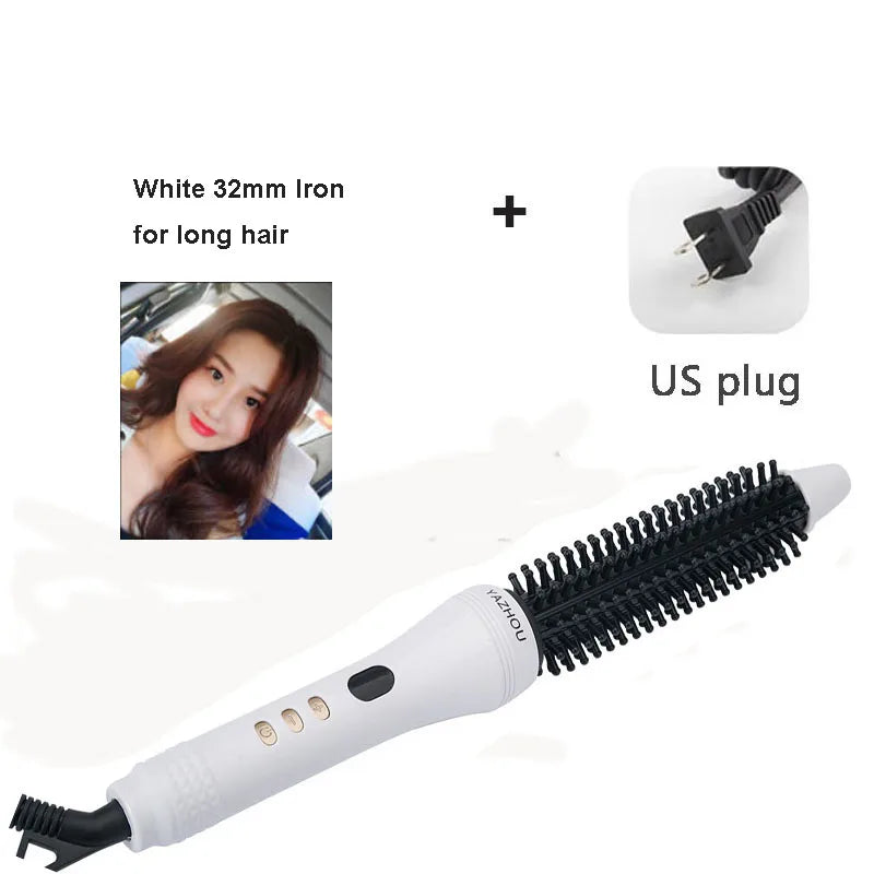22/26/32mm Multifunction Straightener & Curler Comb Tourmaline Ceramic Simply Round Hot Brush LCD Display Salon Style Curly Tool