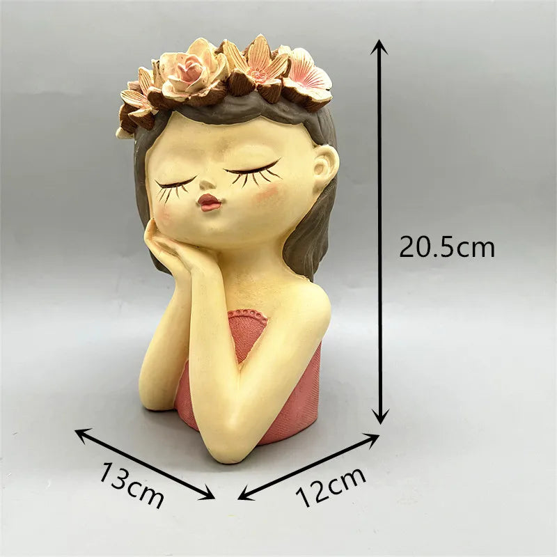 DIY silicone mold 3D cute girl flower pot resin gypsum concrete crystal drip glue tool handmade crafts ornaments