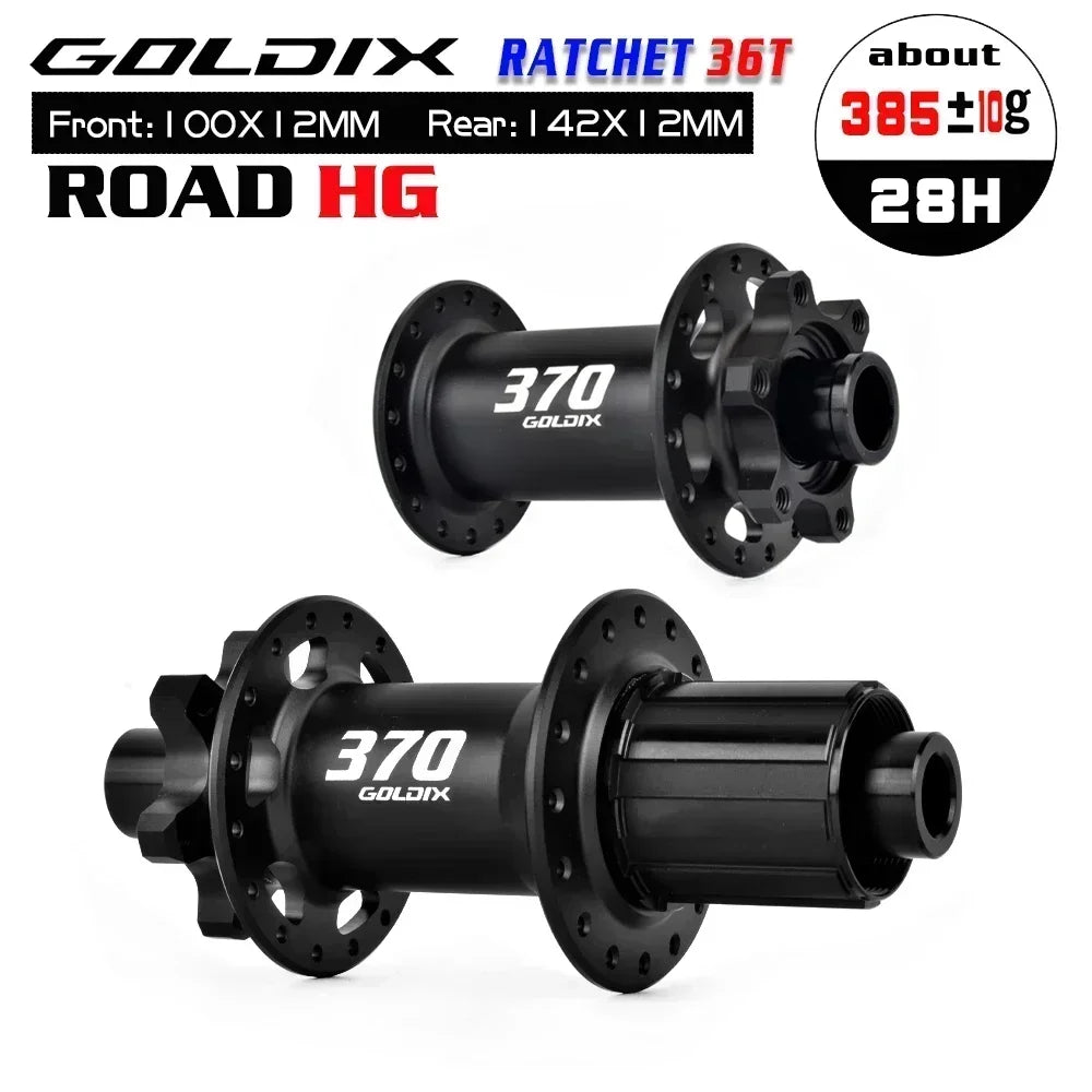 GOLDIX GDR370 ROAD Bicycle Hub 6-bolt Disc Brake Sealed Bearing J-Bend 28/32 Holes Ratchet 36T Hub for Shimano HG 11S SRAM XDR