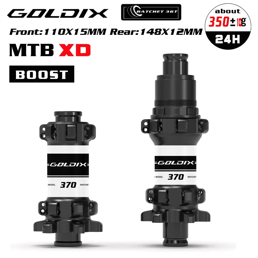 GOLDIX M370 Bicycle Hub 24H Sealed Bearing 6-bolt Disc Brake Straight Pull 24 Holes Ratchet 36T BOOST MTB Hub for Shimano SRAM