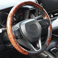 Car Steering Wheel Cover 38cm (15in) Mahogany Wood Grain, Anti-Slip, for BMW 1/3/5 Series X1 X3 X5