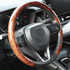 Car Steering Wheel Cover 38cm (15in) Mahogany Wood Grain, Anti-Slip, for BMW 1/3/5 Series X1 X3 X5