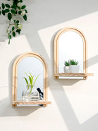 Wooden geometric wall mounted shelf, natural wood finish, boho decor, 1pc