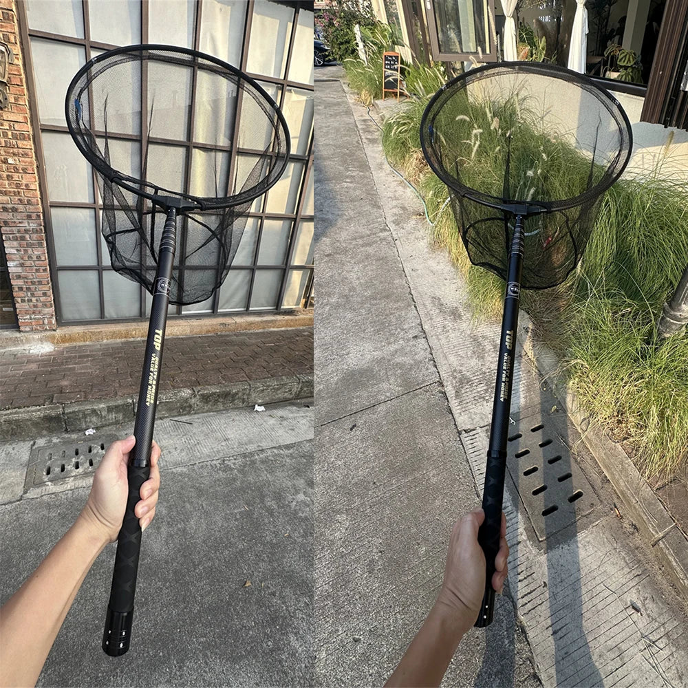 MBLN Brand,328cm/129inch Total Length,Ultralight Total 414g,Portable Landing Net,Carbon Net Handle,Aluminum Alloy net head