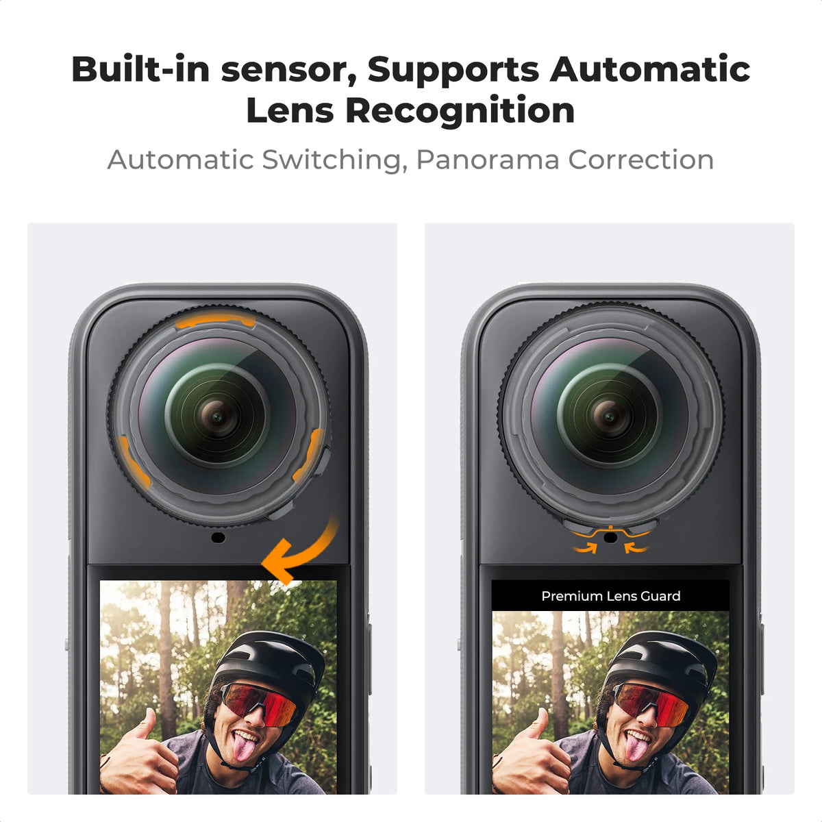 K&F CONCEPT Premium Lens Guards for Insta360 X5 High Transparency Tempered Optical Glass Lens Protector Cover Multi-Coated Glass