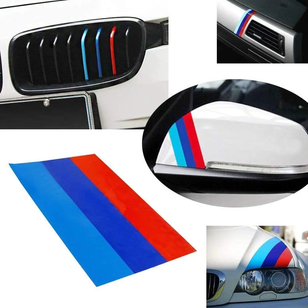 Car Sticker M Color Stripes Rally Side Hood Racing Motorsport Vinyl Decal Sticker Strip Bumper Engine Cover For BMW 117"/4.5m