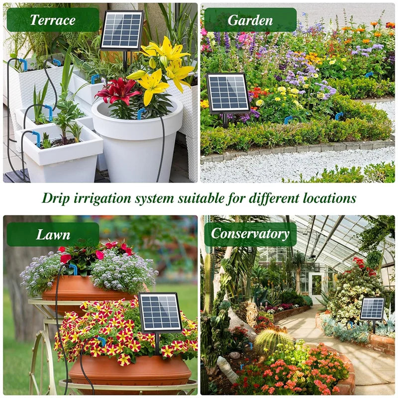 2W solar automatic drip irrigation system with 12 drip irrigation modes, suitable for garden balconies and potted plants
