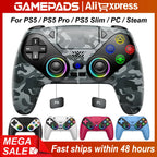 PS5 wireless controller gamepad with turbo, vibration, programmable buttons, RGB light