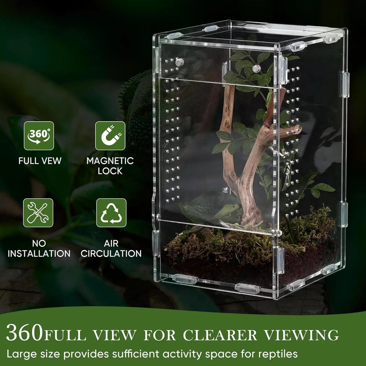 Front Opening Acrylic Jumping Spider Enclosure Escape Proof Habitat 12x12x20cm