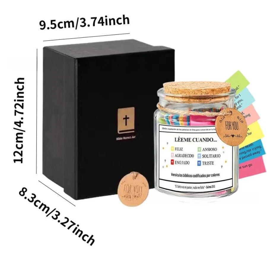 Bible Verse Jar in Glass Jar, Spanish/English Scripture Notes, 1pc, Optional Gift Box