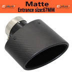 Universal Car Matte Carbon Fiber Muffler Tip Exhaust Pipe Nozzle Decoration Stainless Silver&Black Tilting Left Right Oval