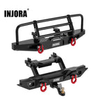 INJORA CNC Aluminum Front Rear Bumper with Lights for 1/18 RC Crawler TRX4M Defender Upgrade (4M-88)