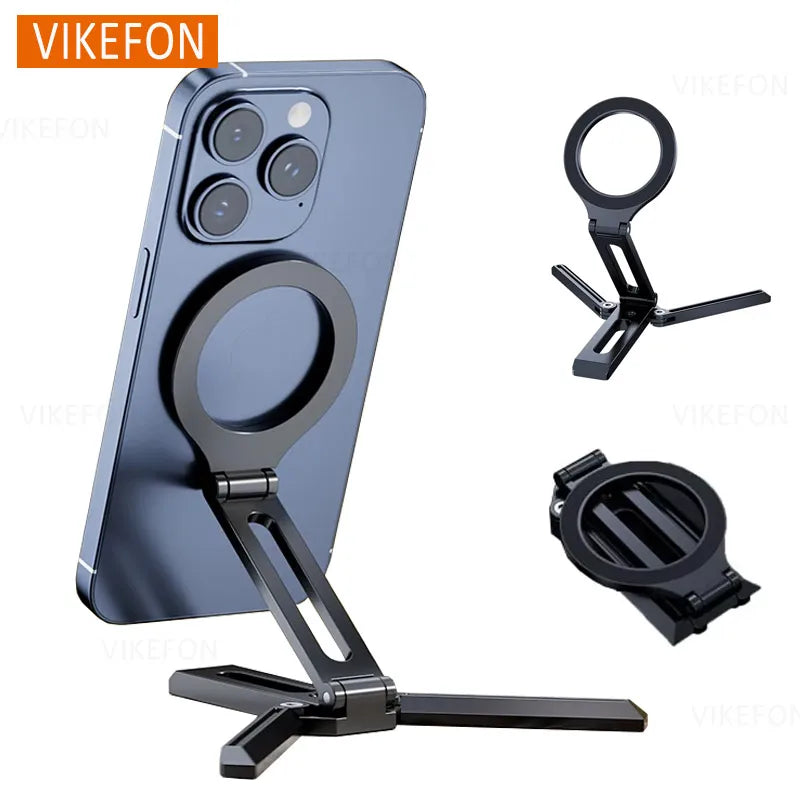 Foldable Magnetic Phone Holder Desktop Lazy Tripod Cell Phone Stand For Magsafe iPhone 16 15 14 13 12 Pro Max Smartphone Bracket