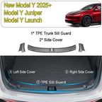 USVOTOV for Tesla Model Y Juniper Launch Model 3 2025 2026 Trunk Sill Guard Cargo Mat Rear Bumper Protector TPE Pads Accessories