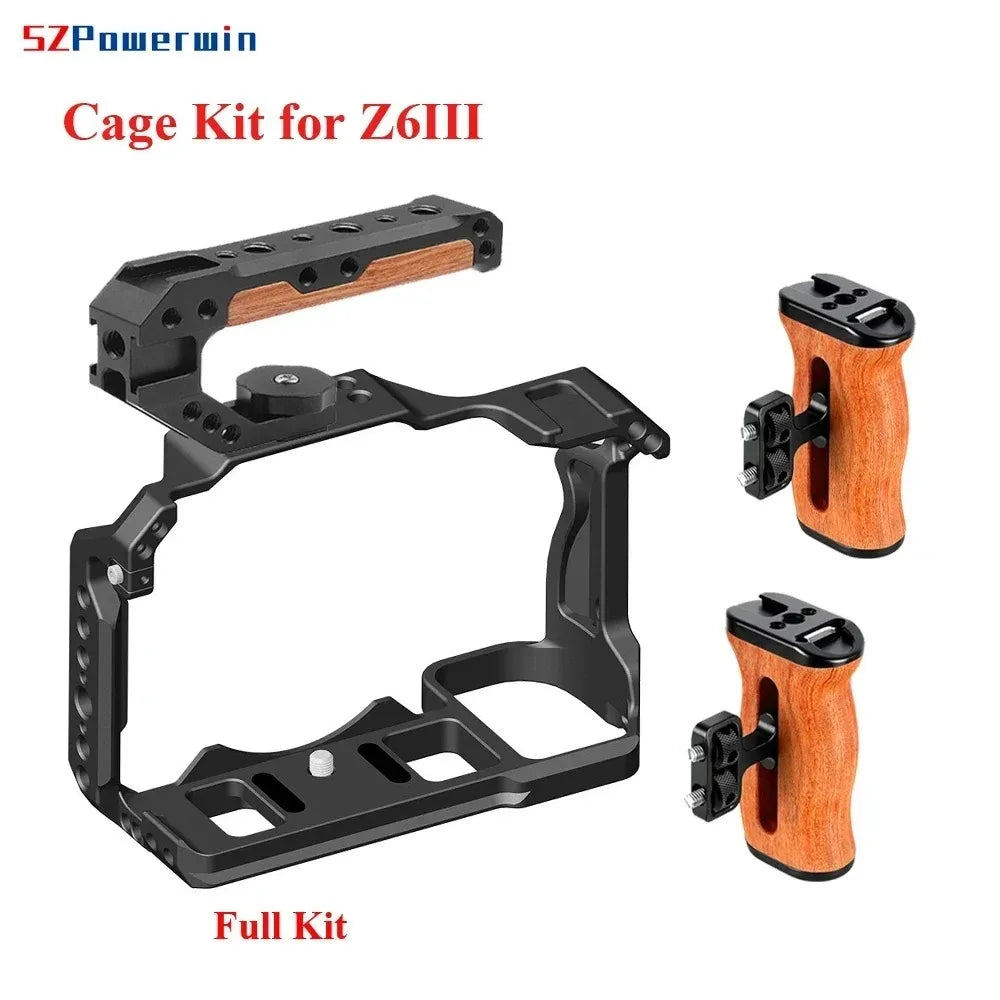 Powerwin Z6III Z7II Z6II Z7 Z6 Z5 Camera Cage Kit  for Nikon Rig Protective Frame Gimbal Arri Locating Screw Wooden Handle