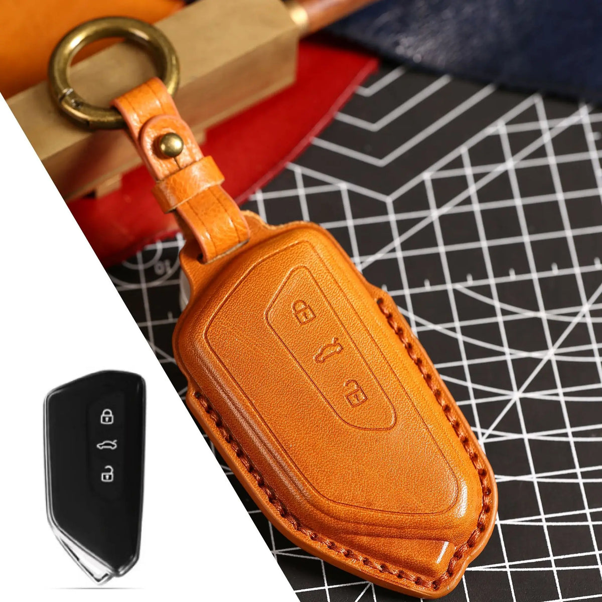 Leather Car Key Case Cover For VW Volkswagen Golf 8 MK8 ID 3 ID 4 For Skoda Octavia 4 A8 Seat Leon MK4 Cupra Formentor