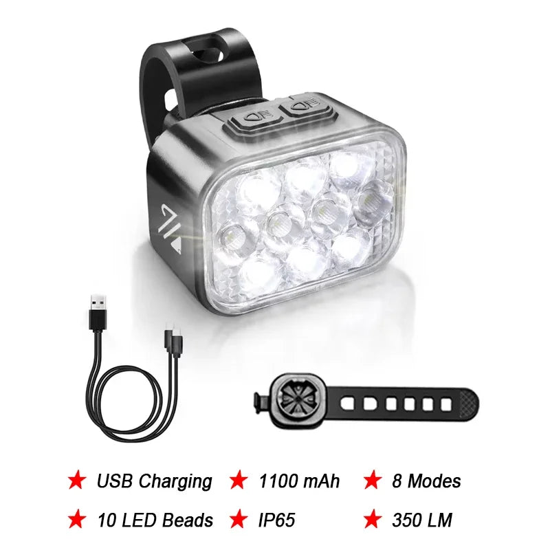 BUCKLOS USB Rechargeable Bike Light COB/LED Waterproof Headlight or Taillight 1100mAh