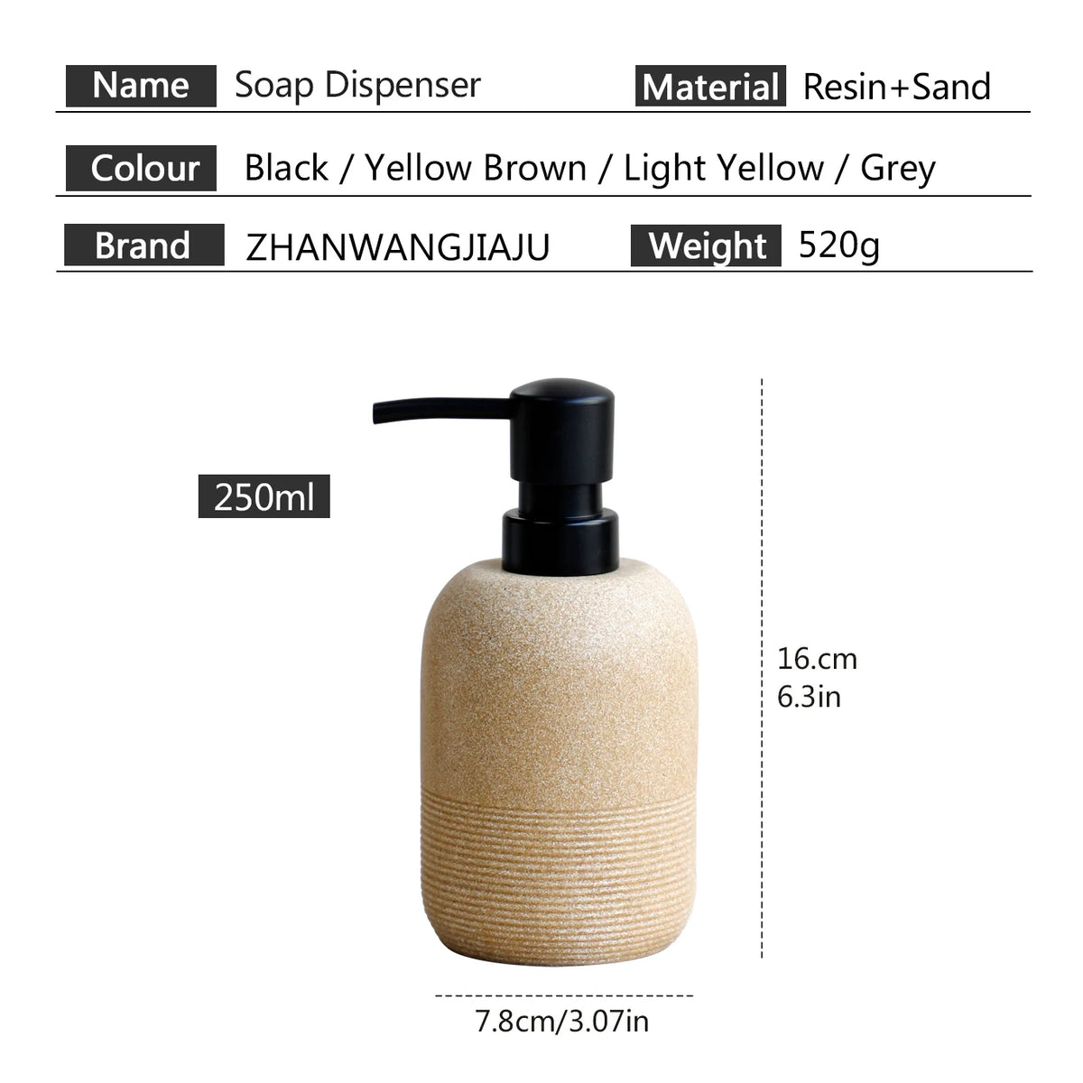 Kitchen and bathroom soap dispenser, shower replacement bottle, cleaning agent bottle, hand pump bottle, separate bottle