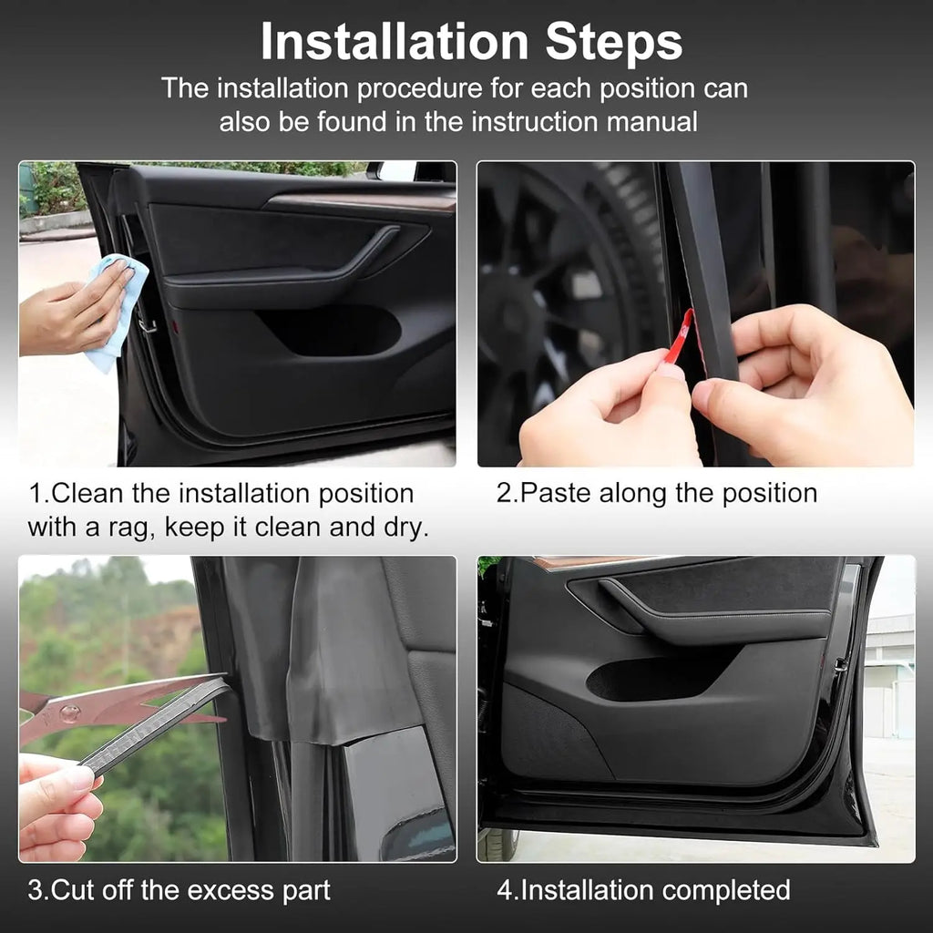 Soundproof Sealling Strips For Tesla Model 3/Y/X/S  (2019-2024) Door Seal Kit Soundproof Rubber Weather Draft Strip Wind Noise R