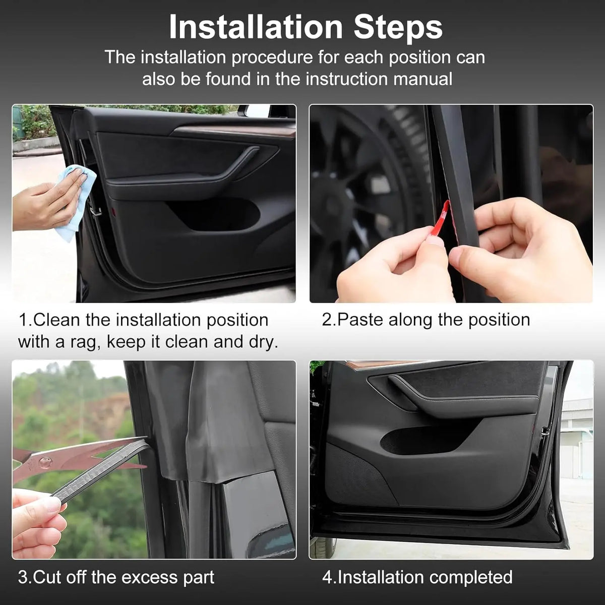 Soundproof Sealling Strips For Tesla Model 3/Y/X/S  (2019-2024) Door Seal Kit Soundproof Rubber Weather Draft Strip Wind Noise R