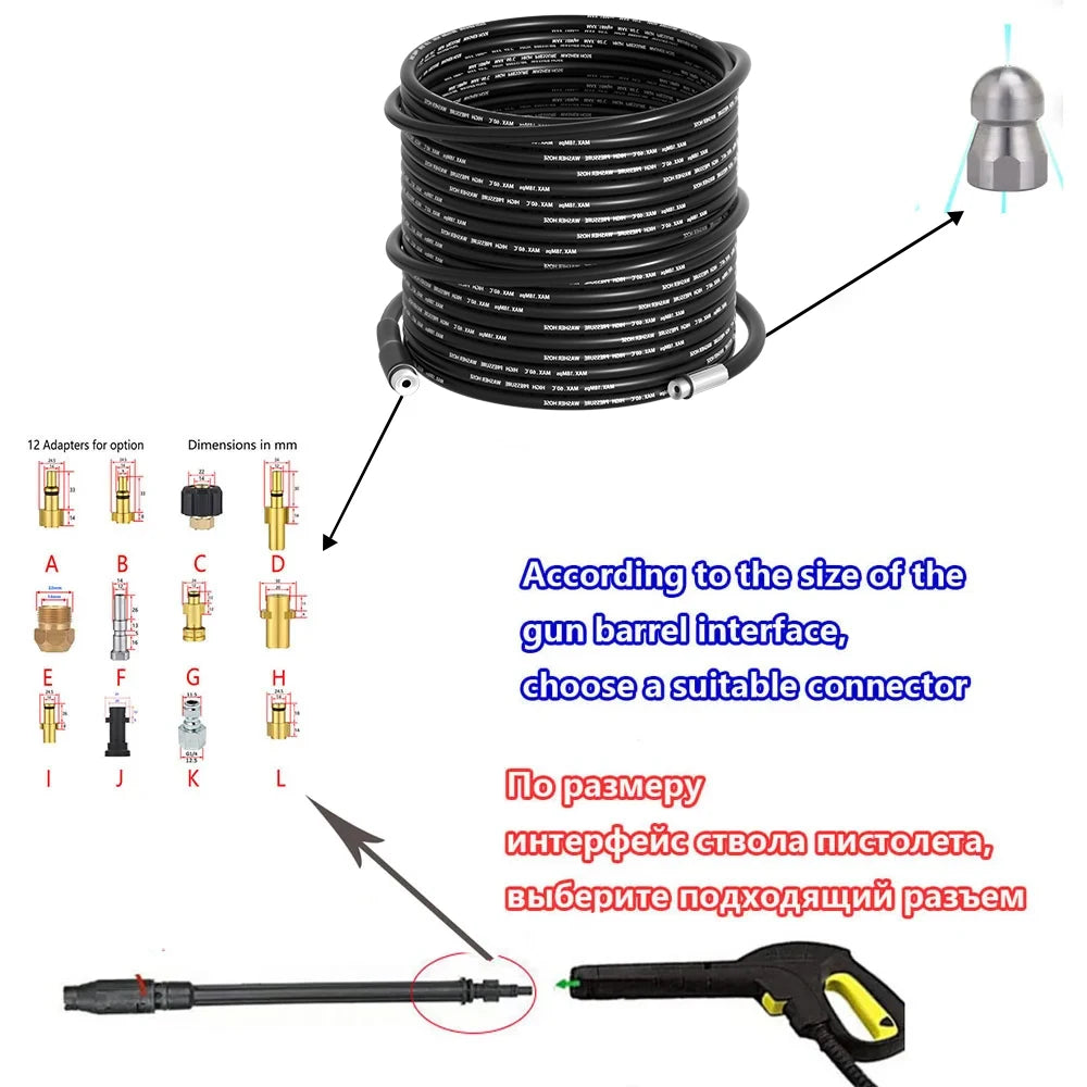 6M Sewer Drain Water Cleaning Hose Pipe Cleaner for Karcher Huter Hammer Nilfisk STIHL Bosch Lavor High Pressure Washer