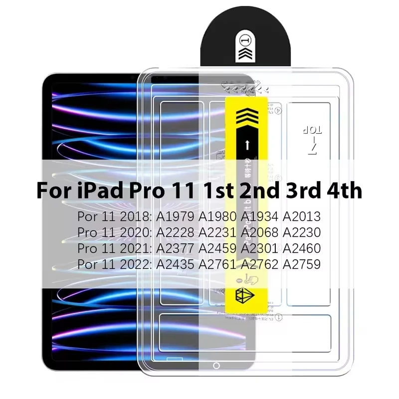 2pcs Easy to Install HD Tempered Glass Screen Protector For iPad Pro 13 12.9 M4 Air 11 M3 M2 5 4 Mini 6 7 9 9th 10 10th A16 Film