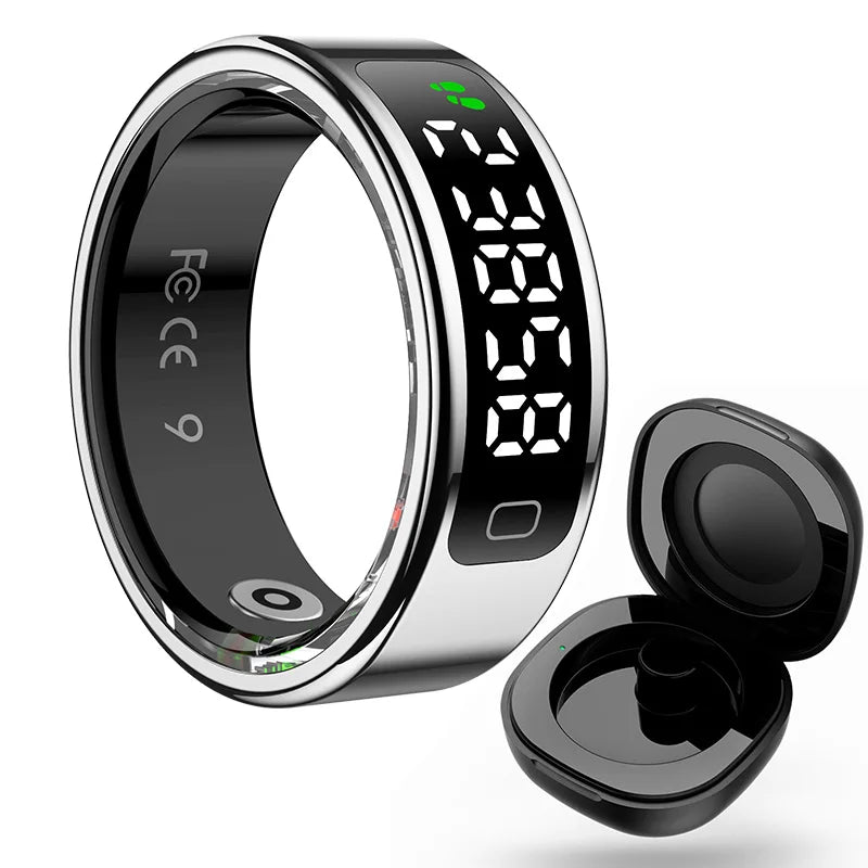 R11C Display Screen Smartring Men Women Gesture Swipe Video Waterproof Smart Ring Charging Case Health Monitor For Android IOS