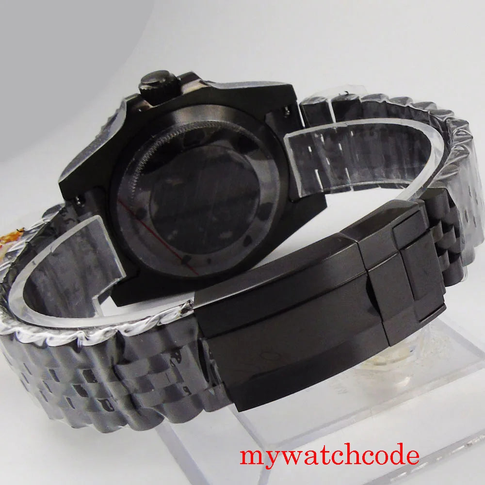 PVD Black 40mm Watch Case for NH34 NH35 NH36 NH70 NH72 Jubilee Steel Bracelet Sapphire Crystal