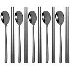 304 Stainless Steel Cutlery Set Sushi Sticks Dinner Spoons Set 10Pcs Dinnerware Korean Chopsticks Dessert Spoon Flatware Set