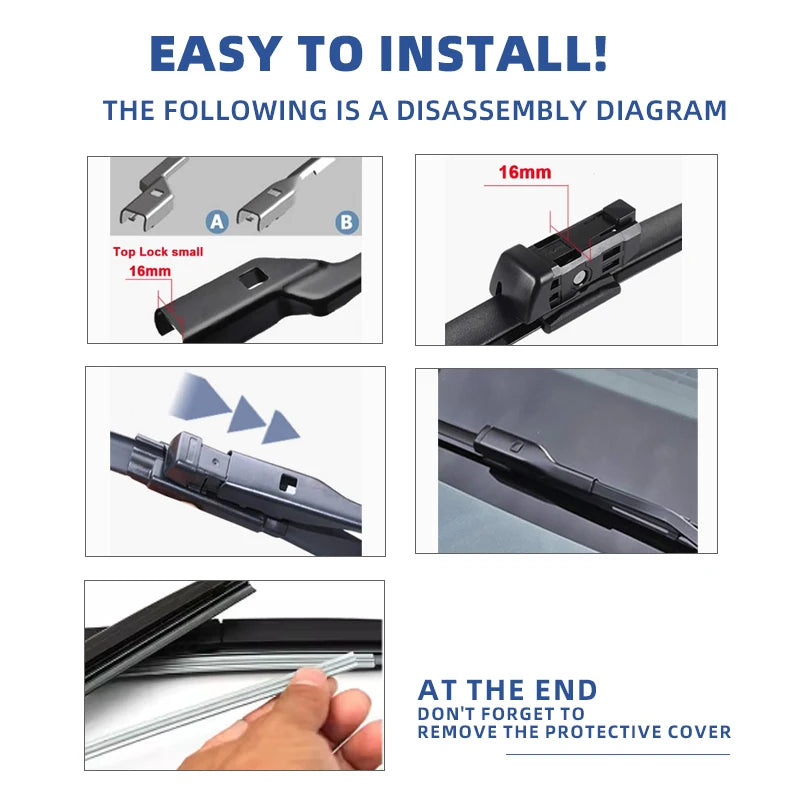 LHD Front Rear Wiper Blades For Lynk & Co 01 2021 - 2024  2022 2023 3PC Windshield Windscreen 24"+19"+11" Brushes Accessories