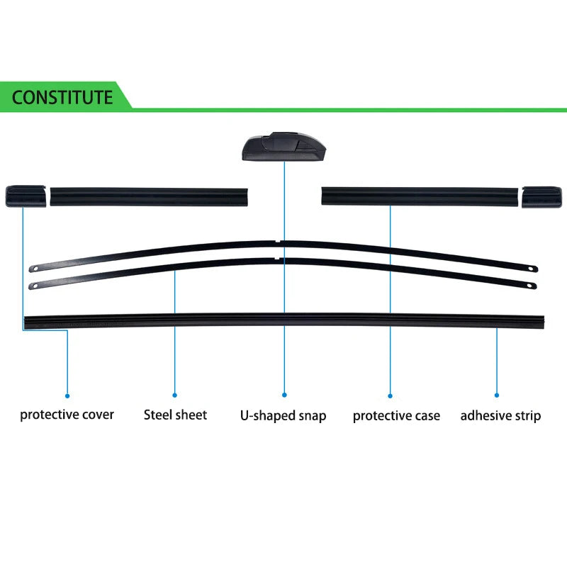 For Dodge Journey 2008-2018 Car Wiper U-type Soft Rubber Boneless Wiper HD Quiet Durable Automotive Wiper 24"+18"