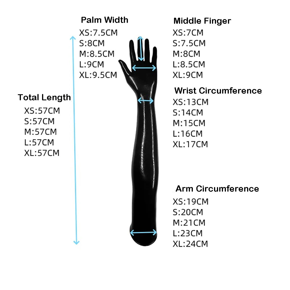 Long Latex Gloves Women Sexy Full Length Gloves Club Wear Catsuit Dress Rubber Cosplay Costume