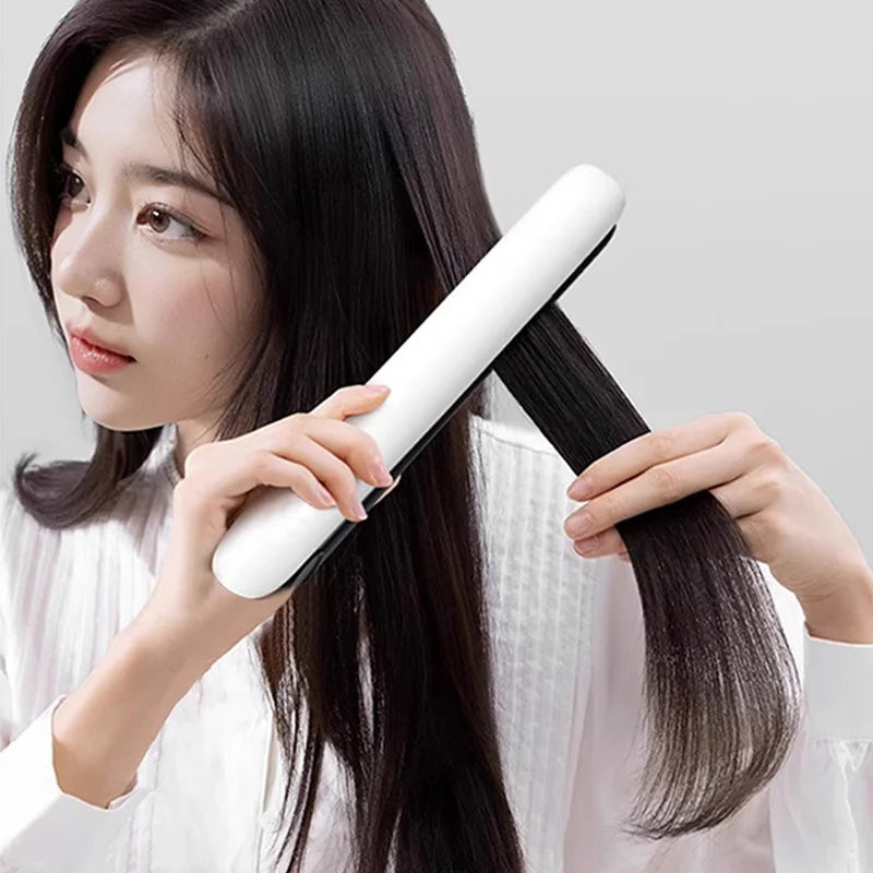 2-in-1 Wireless Curling Iron/Straightener with USB Rechargeable and Four Temperature Controls  Mini Portable Corn Puff Volumizin