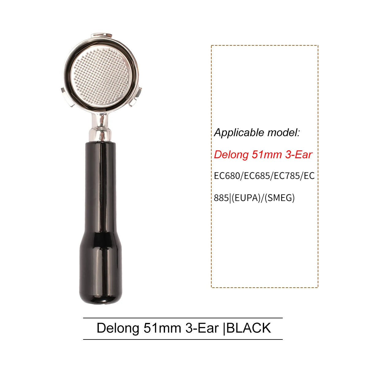 51mm Coffee Bottomless Portafilter For Delonghi EC680 EC310 Replacement Filter Basket Espresso Machine Handle Cafe Accessories